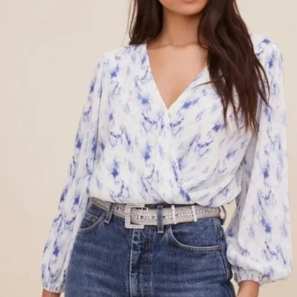 ASTR The Label Plisse Top/Blouse Tie Dye Print